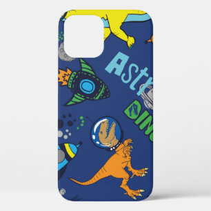 Dinosaurs in space hand drawn color vintage seamle iPhone 12 case