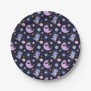 Dinosaurs In Space Pattern Paper Plates