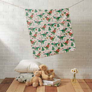 Dinosaurs in Sweaters Christmas Pattern Baby Blanket