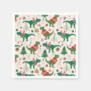 Dinosaurs in Sweaters Christmas Pattern Napkins