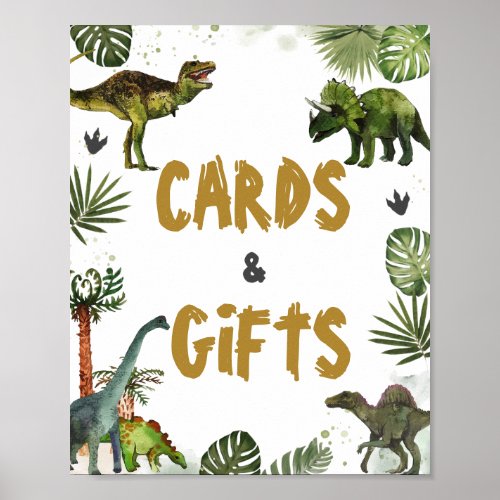 Dinosaurs Jurassic Birthday Party Cards and Gifts Poster
