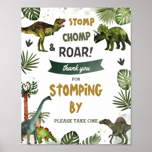 Dinosaurs Jurassic Birthday Party Thank You Favors Poster