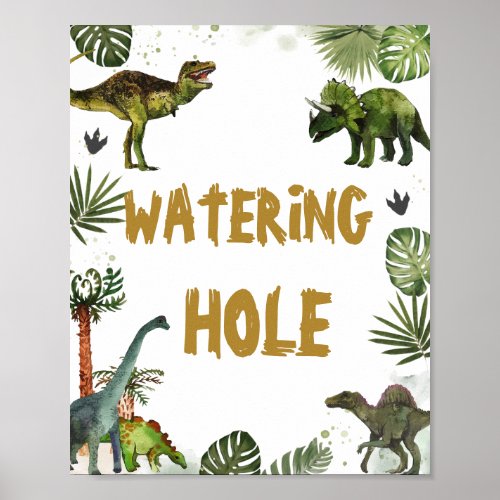Dinosaurs Jurassic Birthday Party Watering Hole  Poster