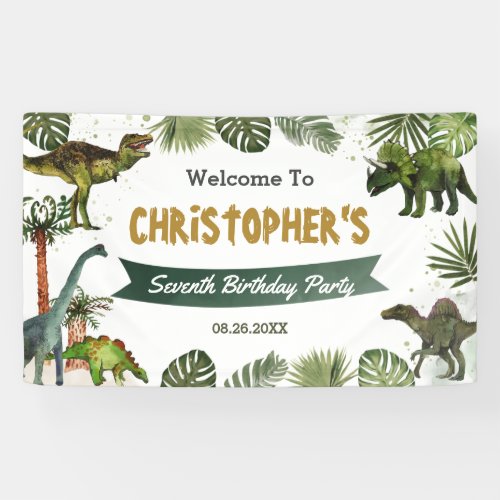 Dinosaurs Jurassic Birthday Party Welcome Backdrop Banner