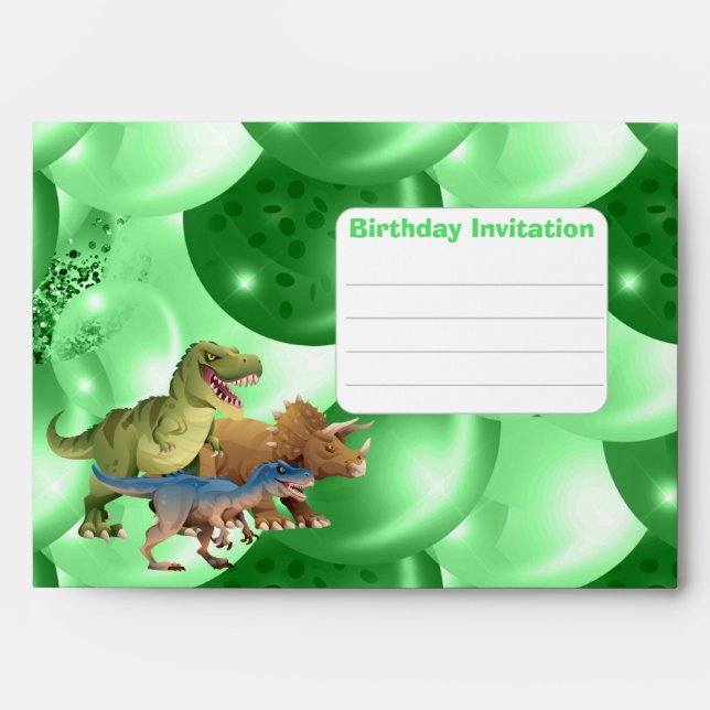 Dinosaurs Jurassic Party Birthday Invitation Green Envelope (Front)