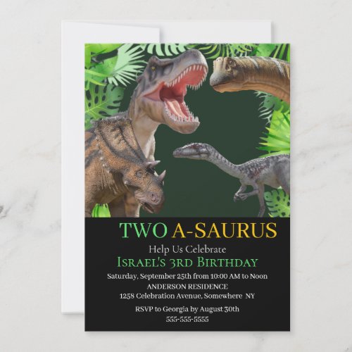Dinosaurs Jurassic World Age Invitation