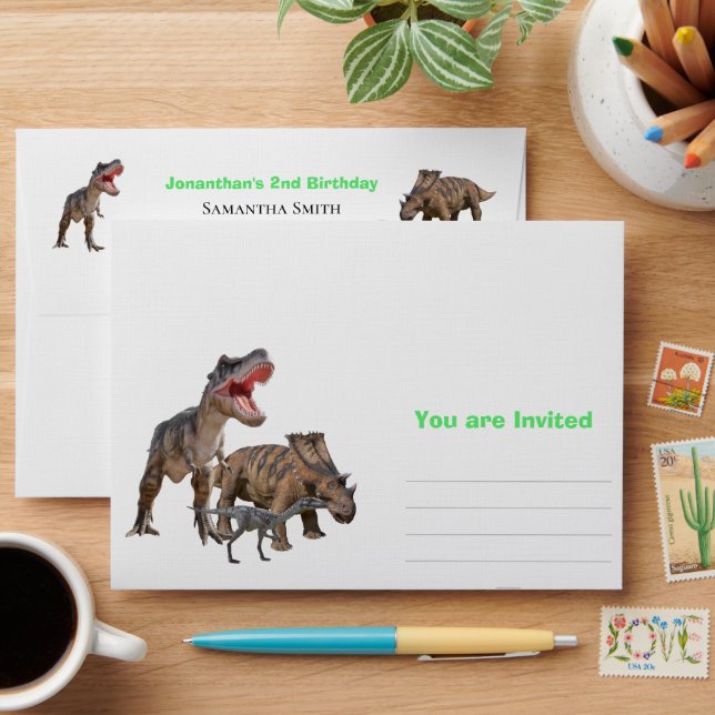 Dinosaurs Jurassic World Your Invited Green Envelope (Desk)