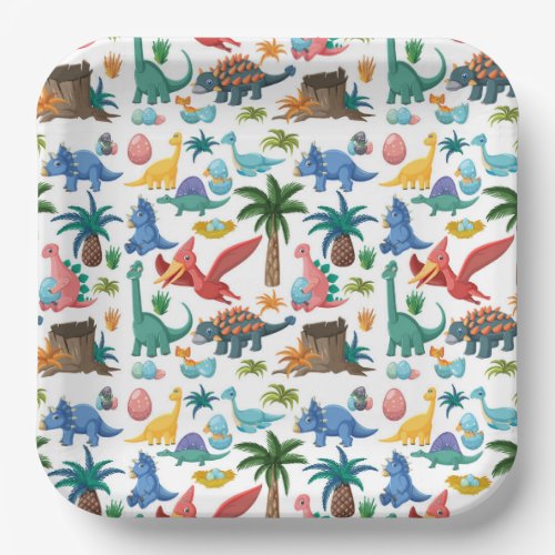 Dinosaurs Kids Birthday Party Paper Plates