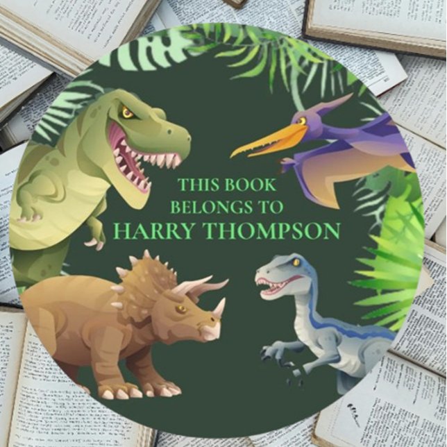 Dinosaurs KIDS BOOK jungle  Classic Round Sticker (perfect for decorating and sparking imagination. Shop now!)