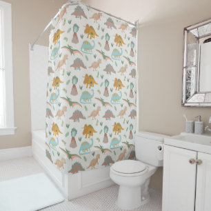 Dinosaurs Kids Hand Drawn Boho Dinosaur Bedroom Shower Curtain