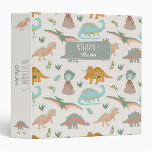 Dinosaurs Kids Hand Drawn Boho Dinosaur Pattern 3 Ring Binder