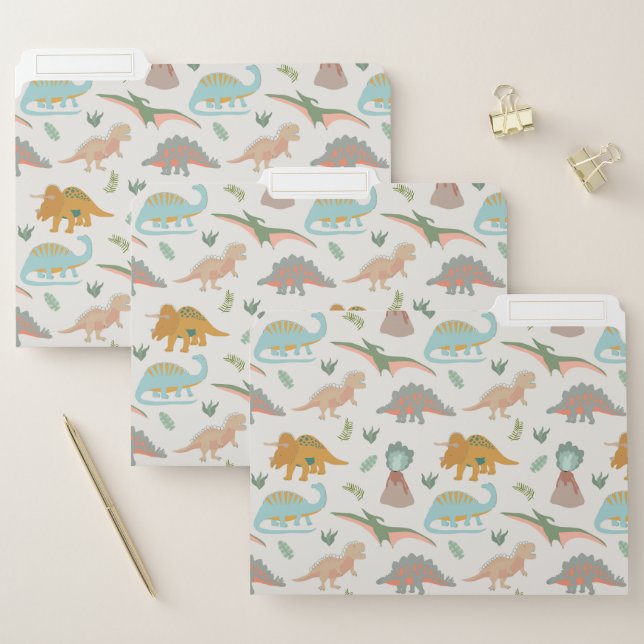 Dinosaurs Kids Hand Drawn Boho Dinosaur Pattern File Folder (Set)