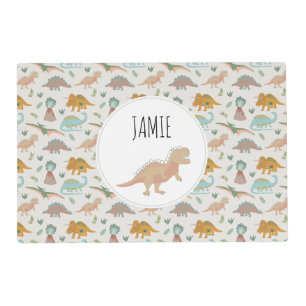 Dinosaurs Kids Hand Drawn Boho Dinosaur Pattern Placemat