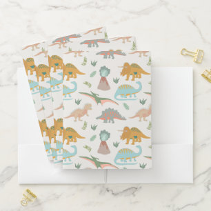 Dinosaurs Kids Hand Drawn Boho Dinosaur Pattern Pocket Folder
