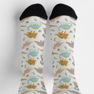 Dinosaurs Kids Hand Drawn Boho Dinosaur Pattern Socks