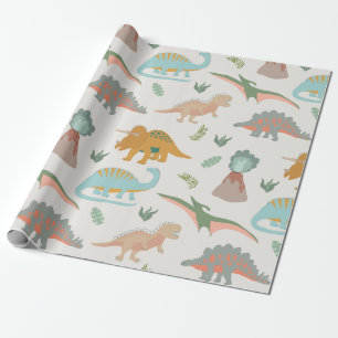 Dinosaurs Kids Hand Drawn Boho Dinosaur Pattern Wrapping Paper