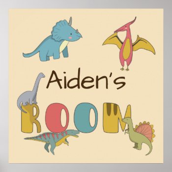 Dinosaurs Kid's Name Personalized Poster by FatCatGraphics at Zazzle