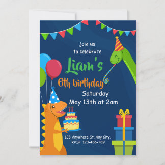 Dinosaurs Kids Personalized Birthday Invitation