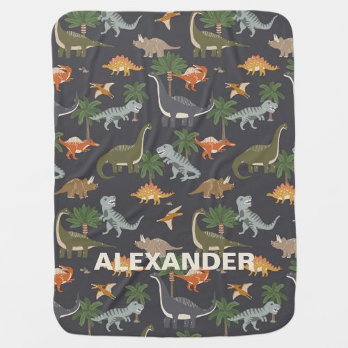 Dinosaurs Kids Personalized Name Baby Blanket 1