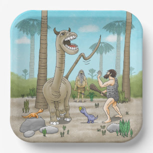 Dinosaurs meet the Stone Age Paper Plates