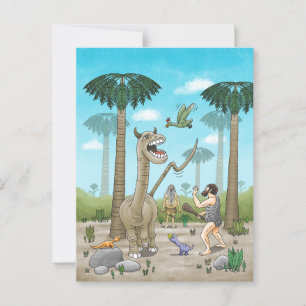 Dinosaurs meet the Stone Age Postcard