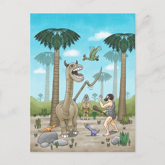 Dinosaurs meet the Stone Age Postcard (Front)