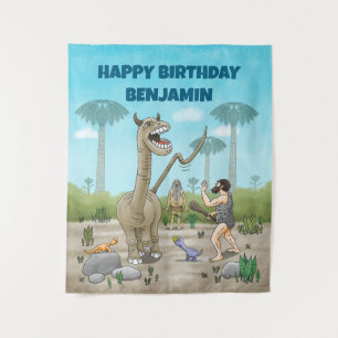 Dinosaurs meet the Stone Age Tapestry