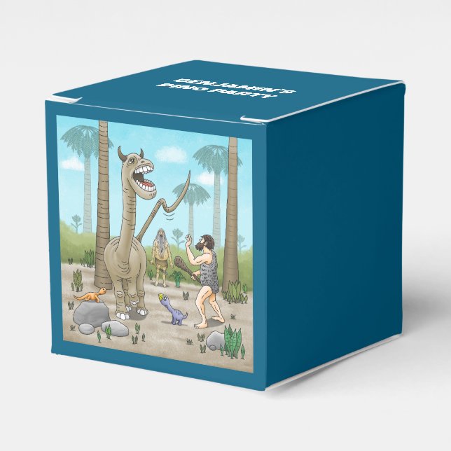 Dinosaurs meets the Stone Age Favor Boxes (Front Side)