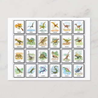 Dinosaurs names holiday postcard
