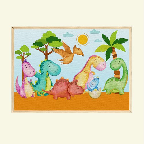 Dinosaurs Nursery Print Dinos Kids Room Poster