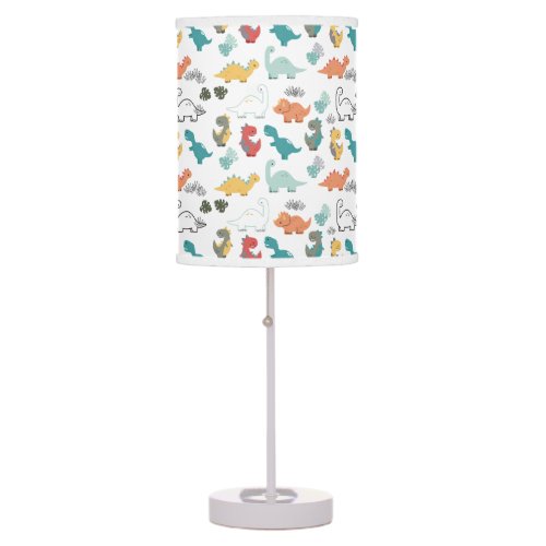 Dinosaurs on a White Background Table Lamp