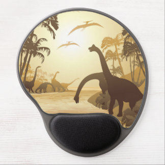 Dinosaurs on Tropical Jurassic Landscape Gel Mouse Pad