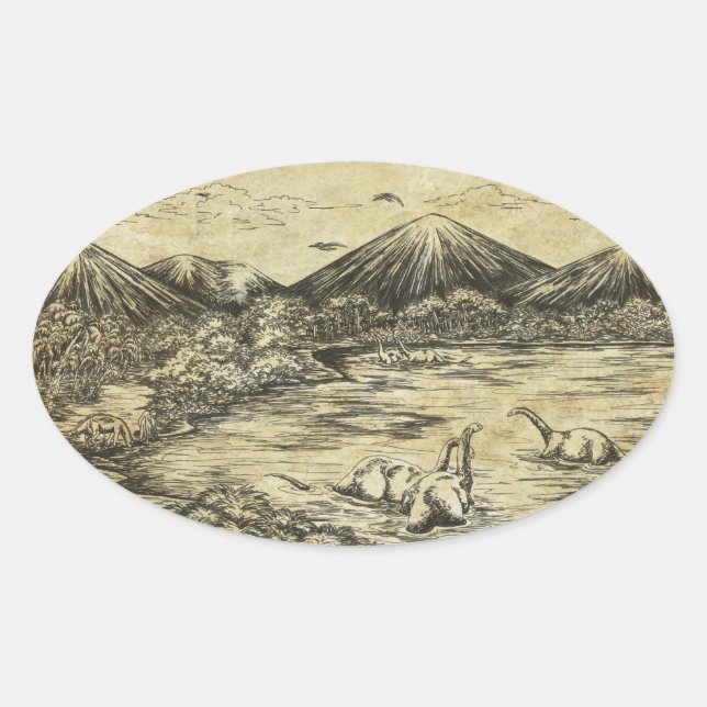 Dinosaurs Oval Sticker (Front)