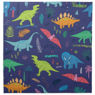 Dinosaurs Palms Tropical Vintage Pattern Cloth Napkin