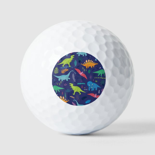 Dinosaurs Palms Tropical Vintage Pattern Golf Balls (Front)