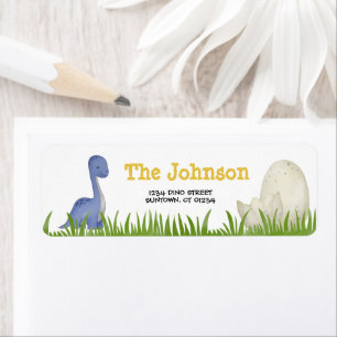 Dinosaurs Party violet yellow watercolor Address Label