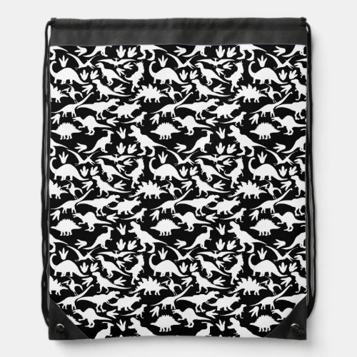Dinosaurs pattern 01 w Black BG Drawstring Bag