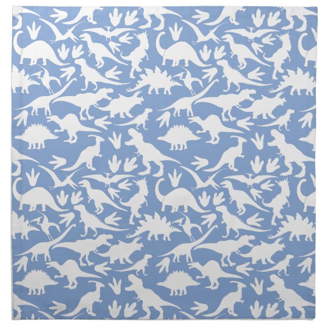 Dinosaurs pattern 01 w. LBlue BG Cloth Napkin (Front)