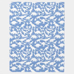 Dinosaurs pattern 01 w. LBlue BG Fleece Blanket