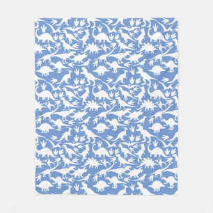 Dinosaurs pattern 01 w. LBlue BG Fleece Blanket