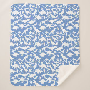 Dinosaurs pattern 01 w. LBlue BG Sherpa Blanket