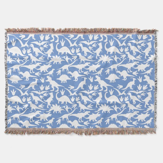 Dinosaurs pattern 01 w. LBlue BG Throw Blanket (Front)