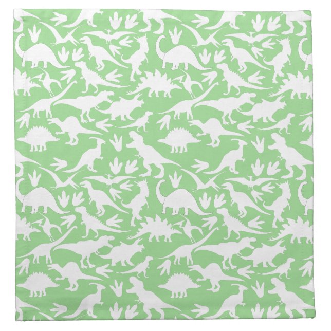 Dinosaurs pattern 01 w. LGreen BG Cloth Napkin (Front)