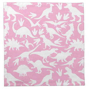 Dinosaurs pattern 01 w. Lpink BG Cloth Napkin
