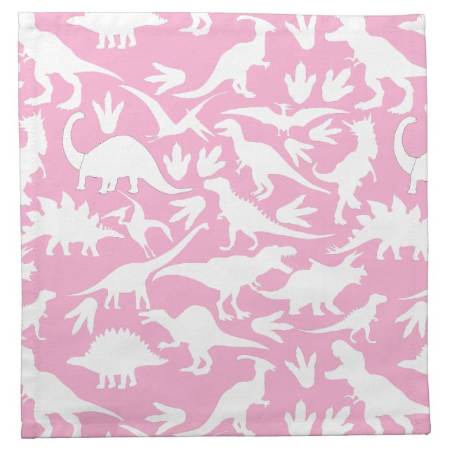 Dinosaurs pattern 01 w. Lpink BG Cloth Napkin (Front)