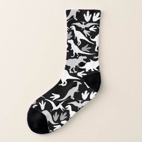 Dinosaurs pattern 01A Black BG Socks