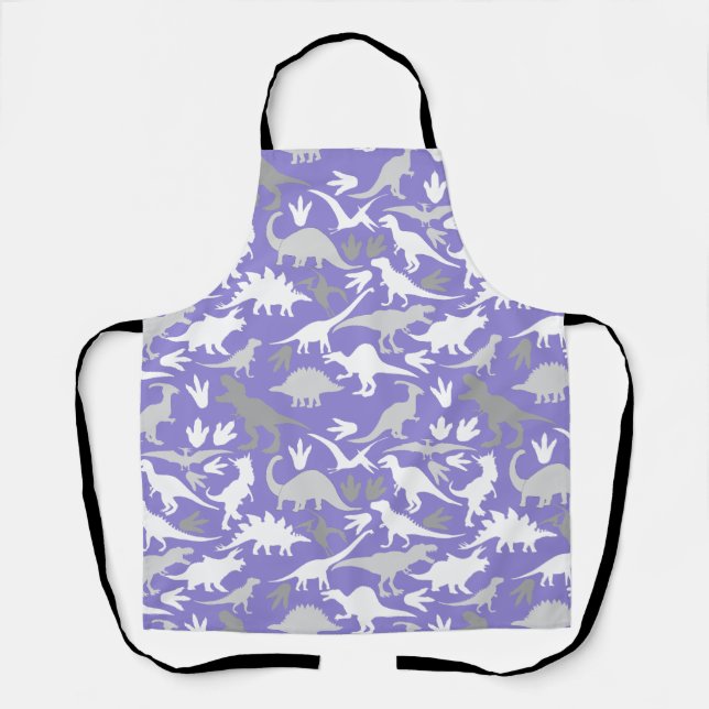 Dinosaurs pattern 01A LPurple BG Apron (Front)