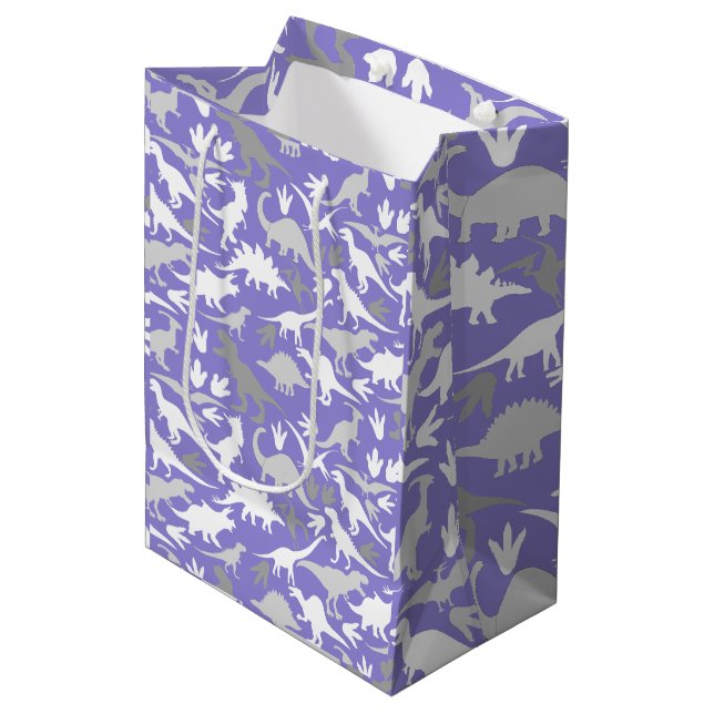 Dinosaurs pattern 01A LPurple BG Medium Gift Bag (Front Angled)