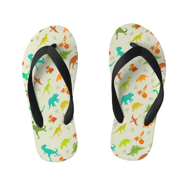Dinosaurs Pattern Kid's Flip Flops (Footbed)