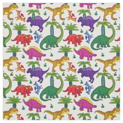 Dinosaurs Patterned Colorful Dinos Fabric